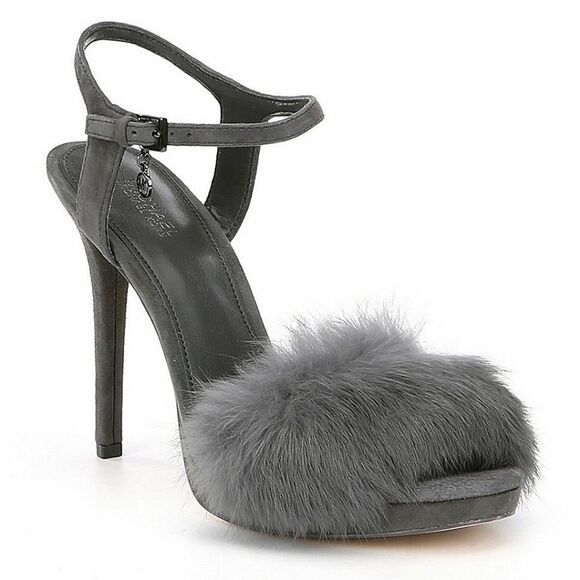 New! MICHAEL KORS Women's Rabbit Fur Trim Gray Sexy Heels Open-Toe Pumps NWB 8 - Picture 5 of 5